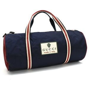 Gucci Crest Nylon Boston Bag Navy Blue